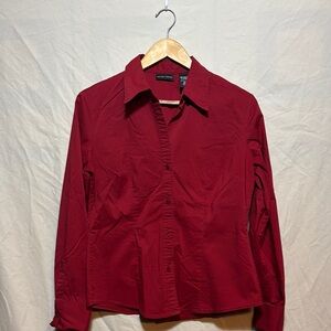 New York & Company Deep Red Button Down Shirt